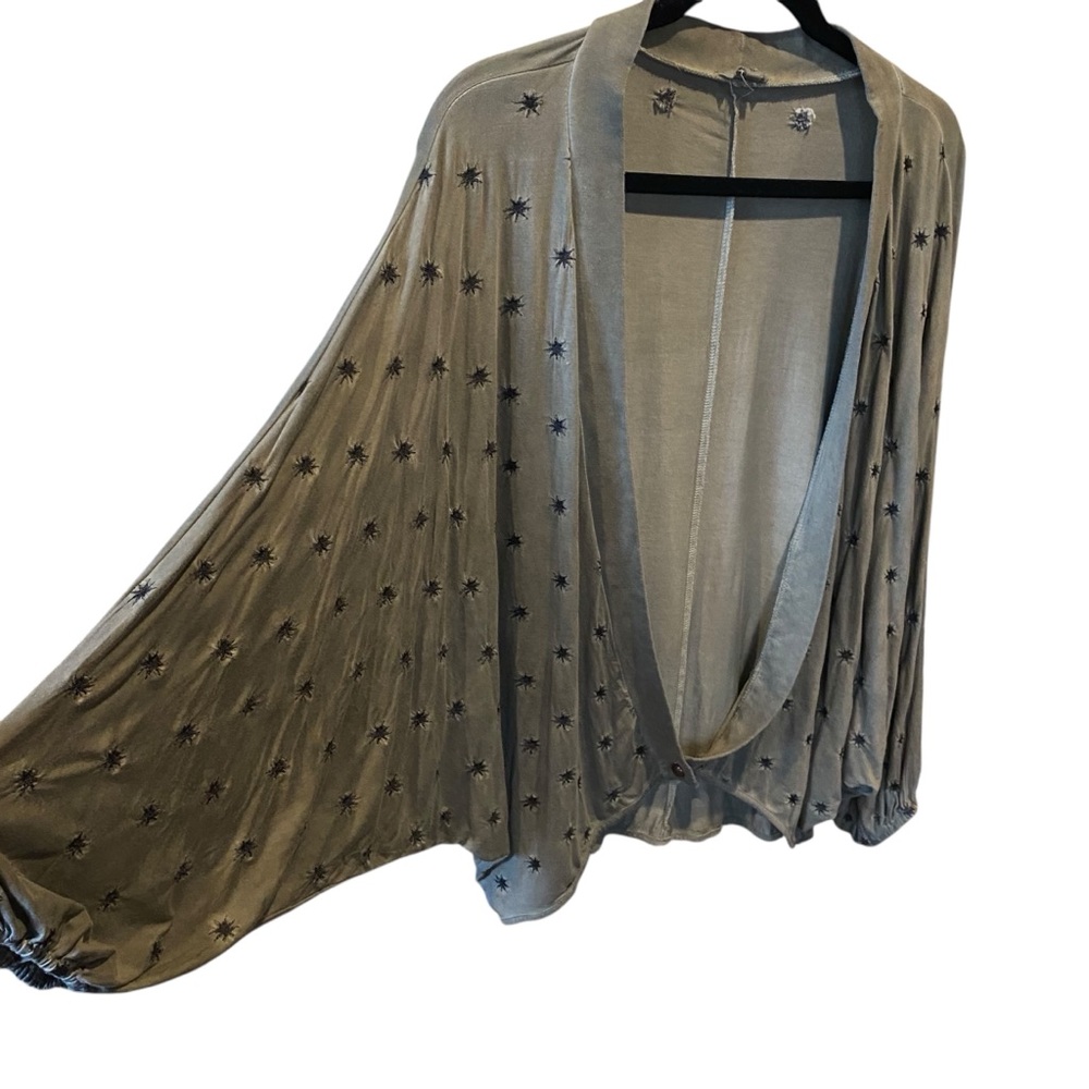 POL Olive Green Dolman Sleeve Boho Starburst Bolero Cardigan Womens Size Medium - Picture 2 of 9